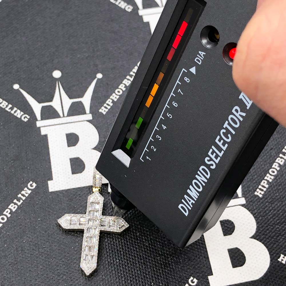 Baguette Taper Cross Diamond Pendant .90cttw 10K Yellow Gold HipHopBling