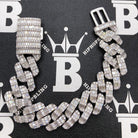 Baguette Thick Cuban Moissanite Bracelet Iced Out .925 Sterling Silver 8" Bracelet HipHopBling