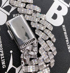 Baguette Thick Cuban Moissanite Bracelet Iced Out .925 Sterling Silver 8" Bracelet HipHopBling