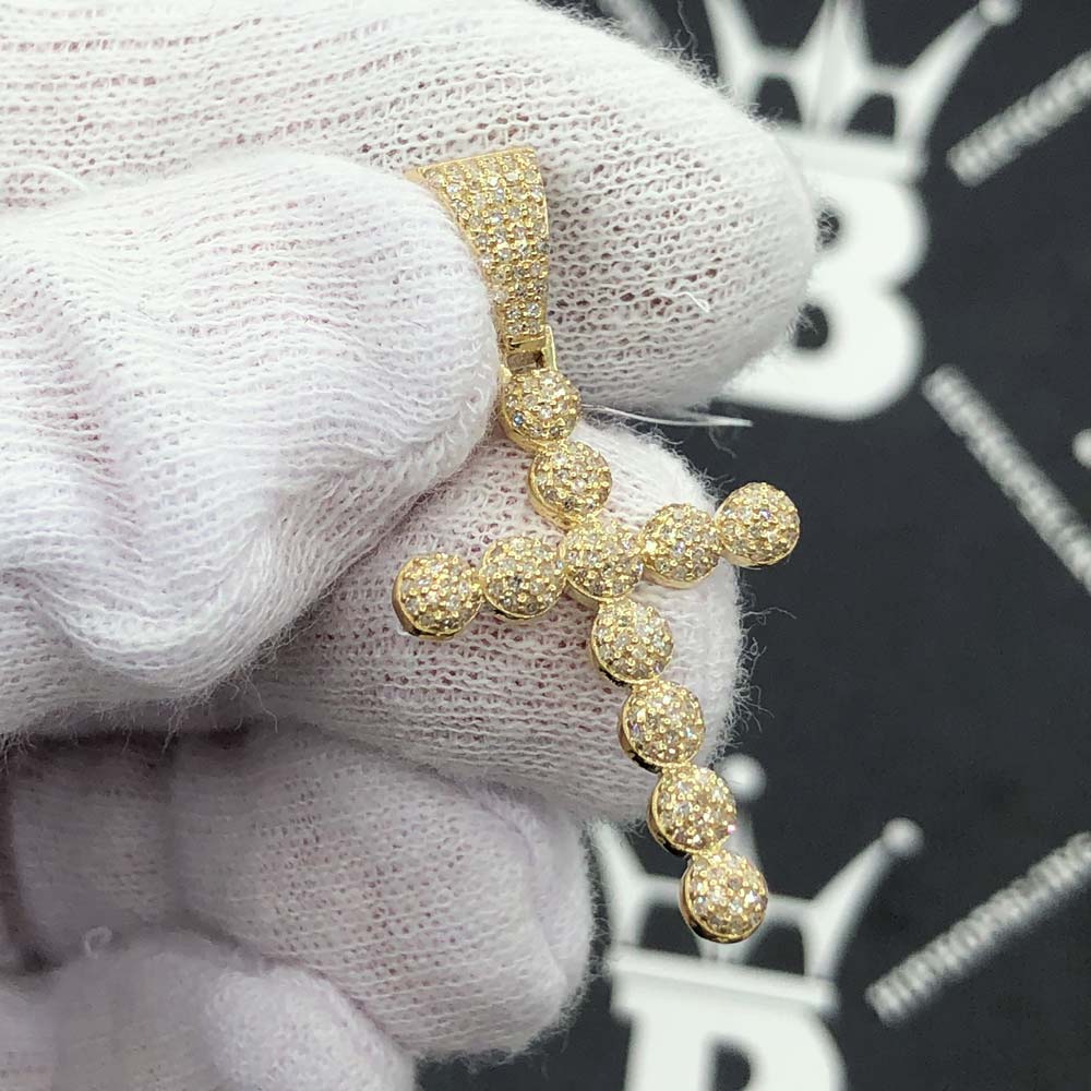 Ball Cross Diamond Pendant .53cttw 10K Yellow Gold HipHopBling