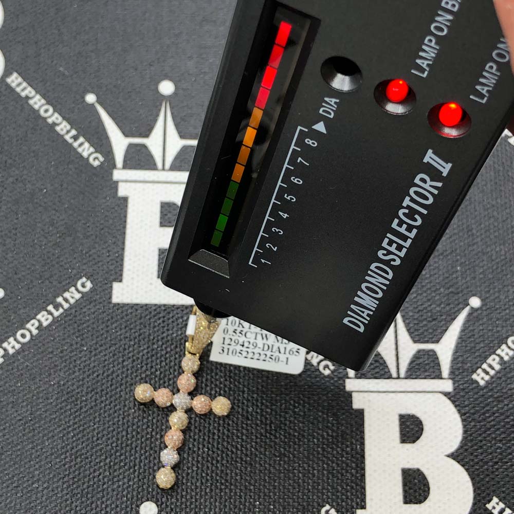 Ball Cross Diamond Pendant .55cttw 10K 3 Tone Gold HipHopBling