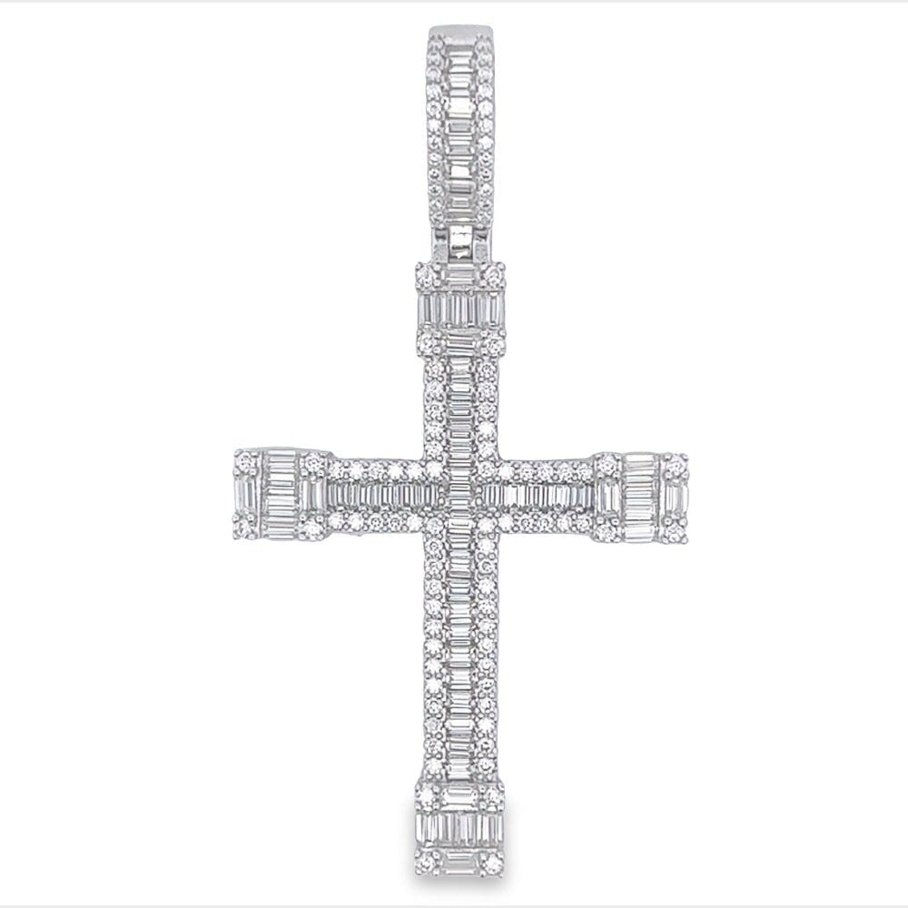 Baller Cross Baguette VVS Moissanite Pendant .925 Sterling Silver HipHopBling