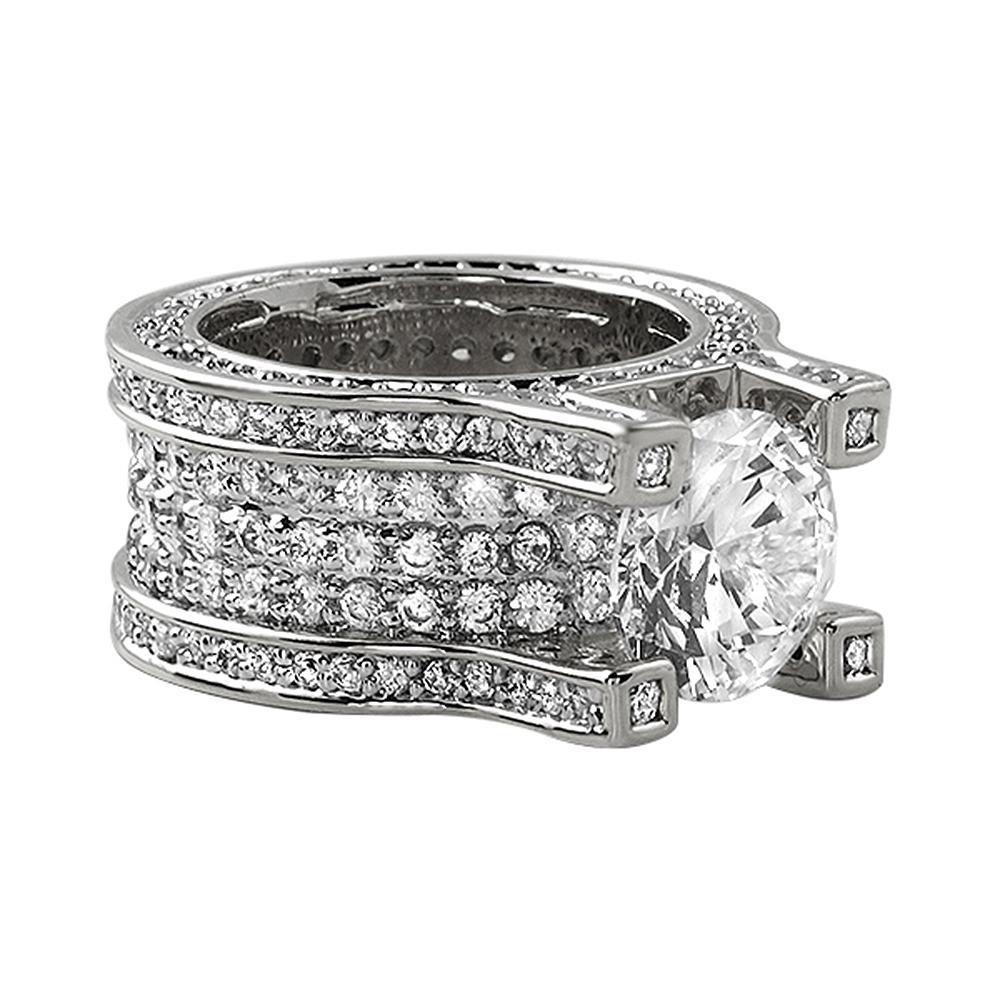 Baller Solitaire Eternity Rhodium Bling Iced Ring 7 HipHopBling