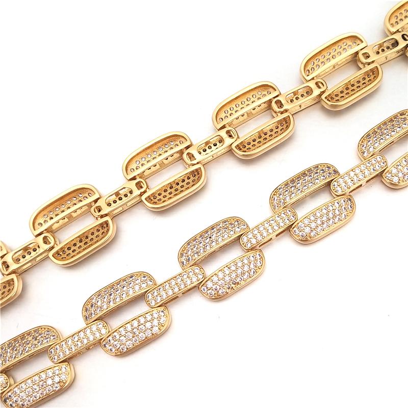 Bar Link Iced Out Chain Hip Hop Bling Chain White Gold 18" HipHopBling