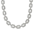 Bar Link Iced Out Chain Hip Hop Bling Chain White Gold 18" HipHopBling