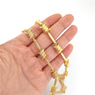 Barb Wire Link CZ Iced Out Chain Bling White Gold 18" HipHopBling