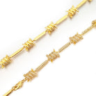 Barb Wire Link CZ Iced Out Chain Bling White Gold 18" HipHopBling