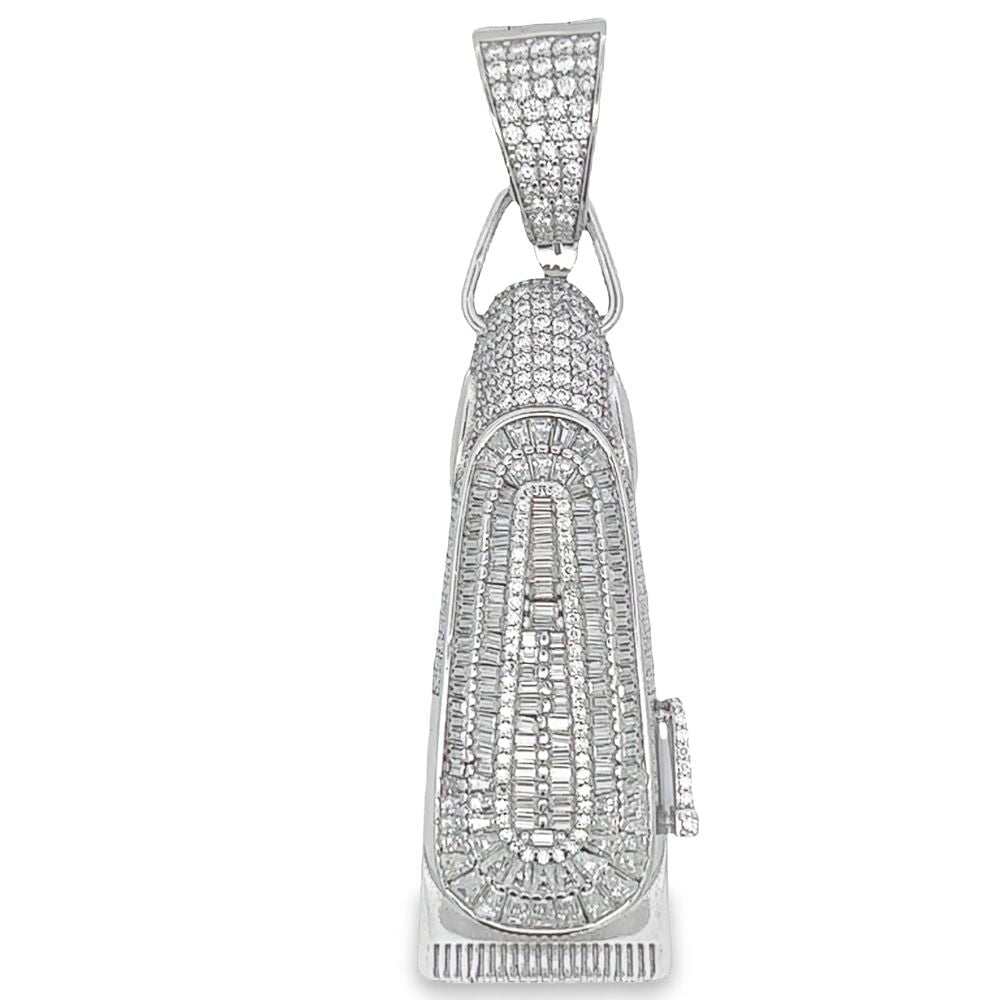 Barber Clippers Baguette VVS Moissanite Pendant 5.23cttw .925 Sterling Silver HipHopBling