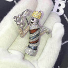 Barber King CZ Hip Hop Bling Bling Pendant White Gold HipHopBling