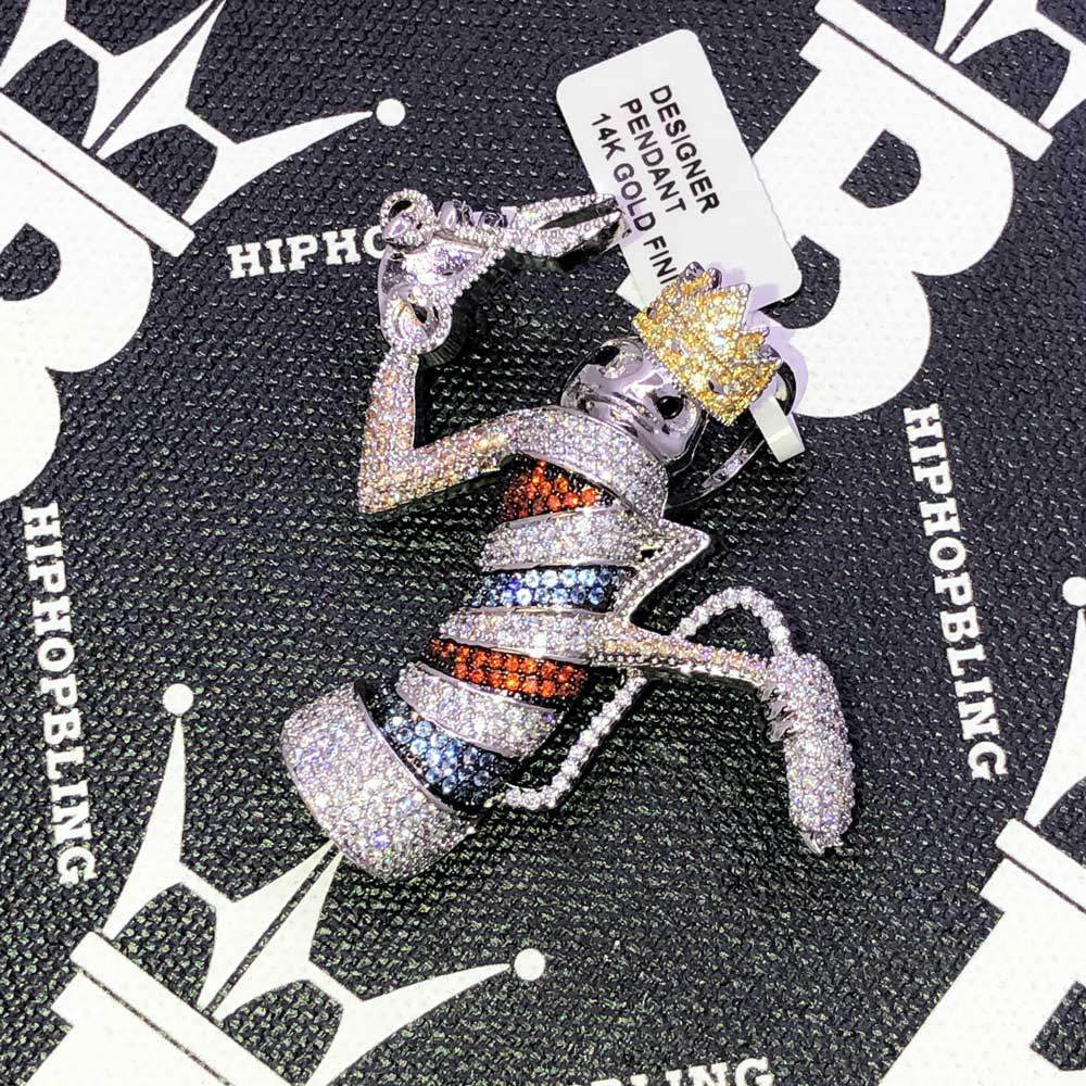 Barber King CZ Hip Hop Bling Bling Pendant Yellow Gold HipHopBling