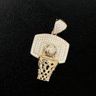Basketball Hoop CZ 10K Yellow Gold Pendant HipHopBling