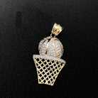 Basketball Rim Net CZ 10K Yellow Gold Pendant HipHopBling