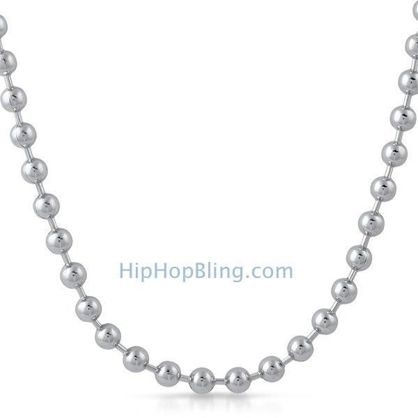 Bead Chain 6MM Stainless Steel Necklace 36" HipHopBling