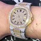 Best Quality Modern CZ Stainless Steel Watch Bling Bling 2 Tone Yellow Gold HipHopBling