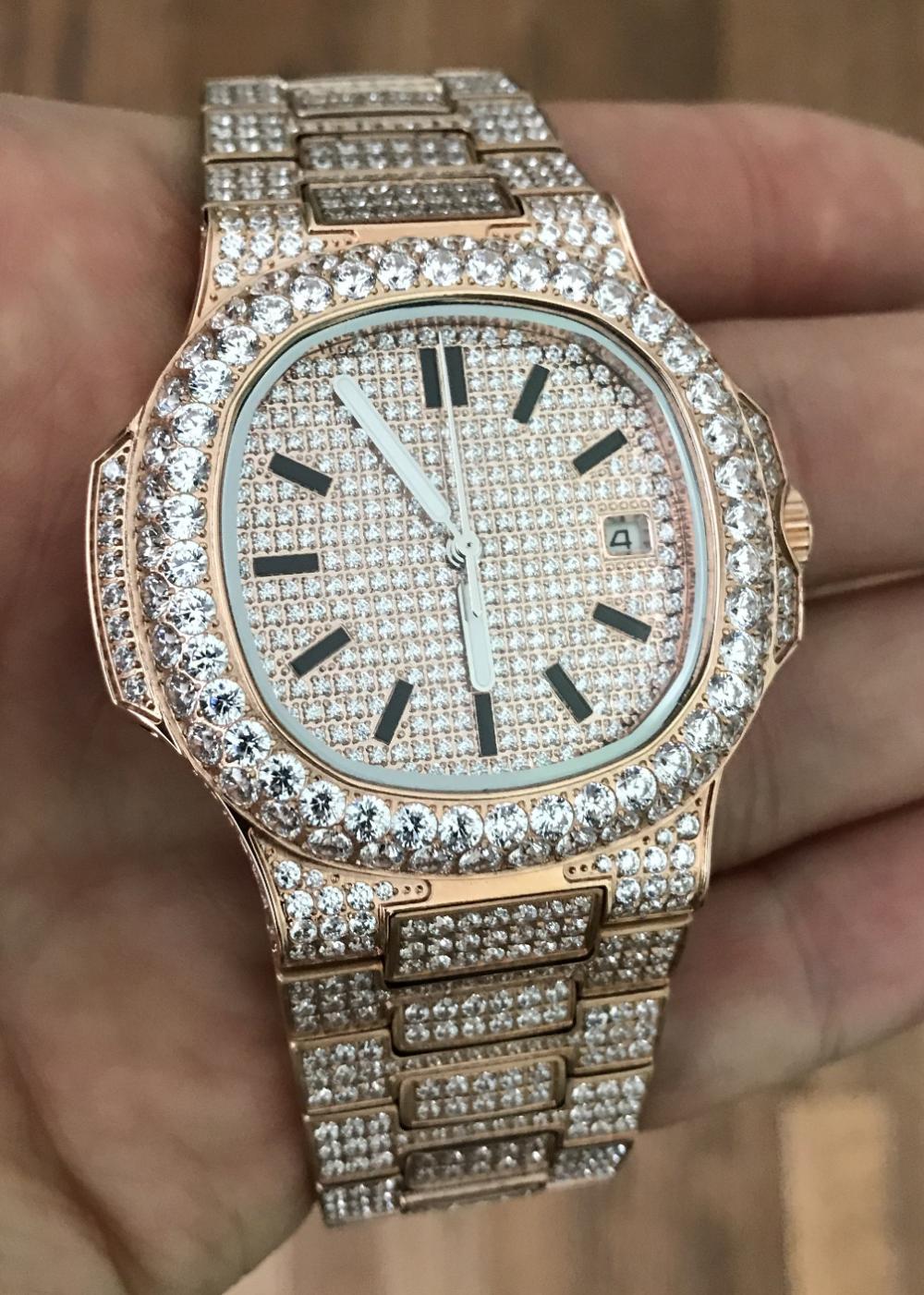 Best Quality Modern CZ Stainless Steel Watch Bling Bling Rose Gold HipHopBling