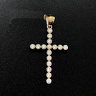 Bezel Tennis Cross CZ 10K Yellow Gold Pendant HipHopBling