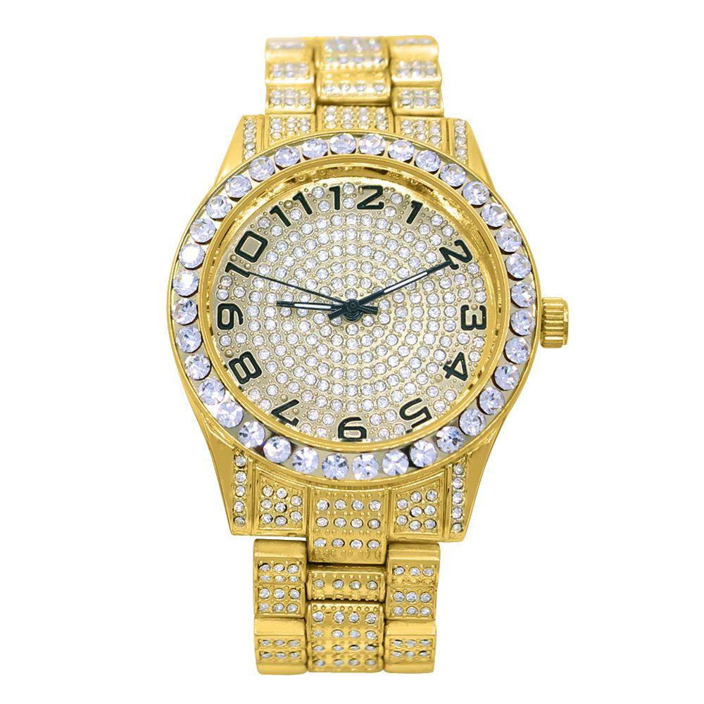 Big Baller Iced Out Bling Hip Hop Watch Yellow Gold HipHopBling