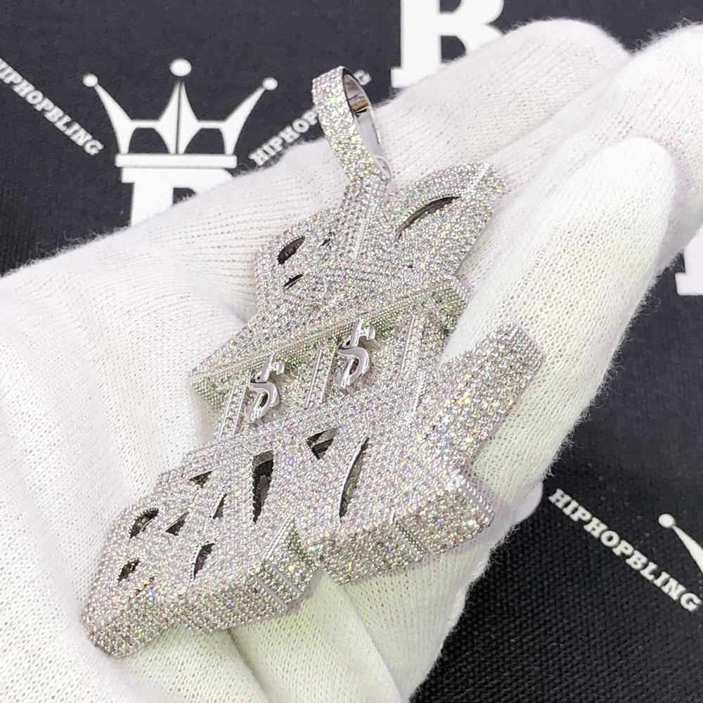 Big Bank $ CZ Hip Hop Bling Iced Out Pendant White Gold HipHopBling