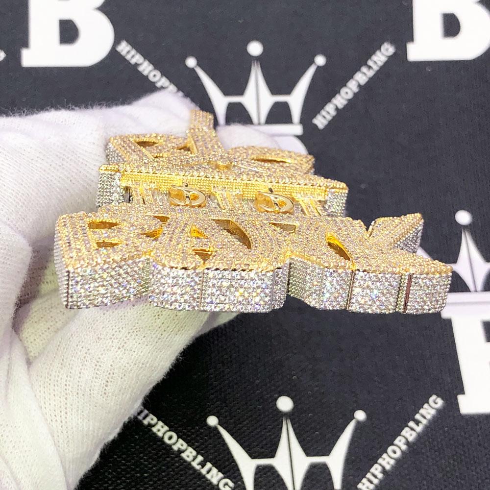 Big Bank $ CZ Hip Hop Bling Iced Out Pendant White Gold HipHopBling