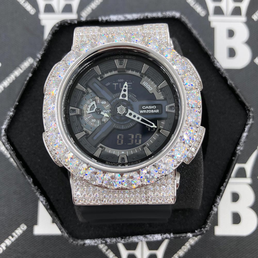 Big Bez 17.75 Carat Moissanite VVS Iced Out G Shock GA110 Custom Watch HipHopBling