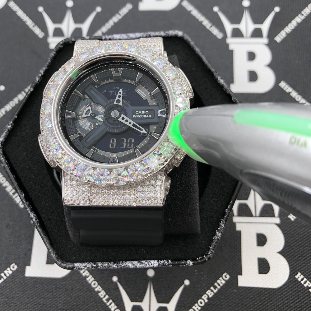 Big Bez 17.75 Carat Moissanite VVS Iced Out G Shock GA110 Custom Watch HipHopBling