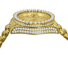 Big Bezel CZ Roman Dial Date Mid Link Watch White Gold HipHopBling