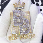 Big Boss Baguette VVS CZ Hip Hop Iced Out Pendant Yellow Gold HipHopBling
