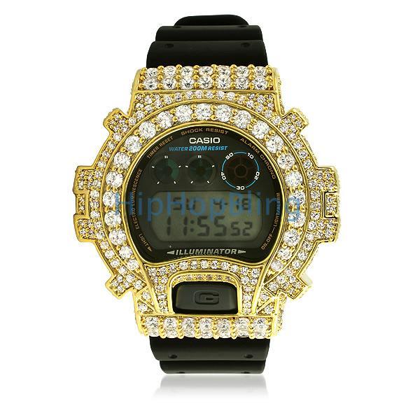 Big Boy Gold CZ Custom G Shock Watch DW6900 HipHopBling