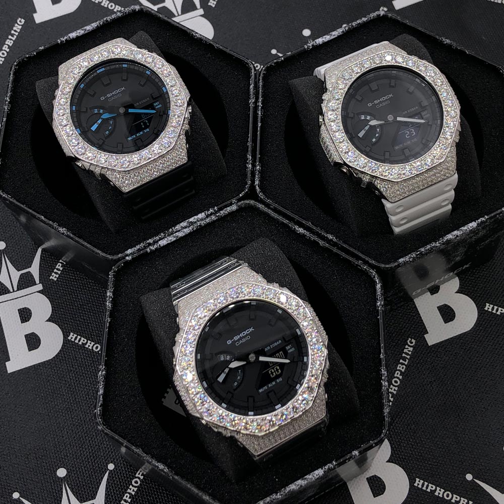 Big Boy Moissanite VVS Iced Out G Shock GA2100 Custom Watch 8.50 Carat HipHopBling