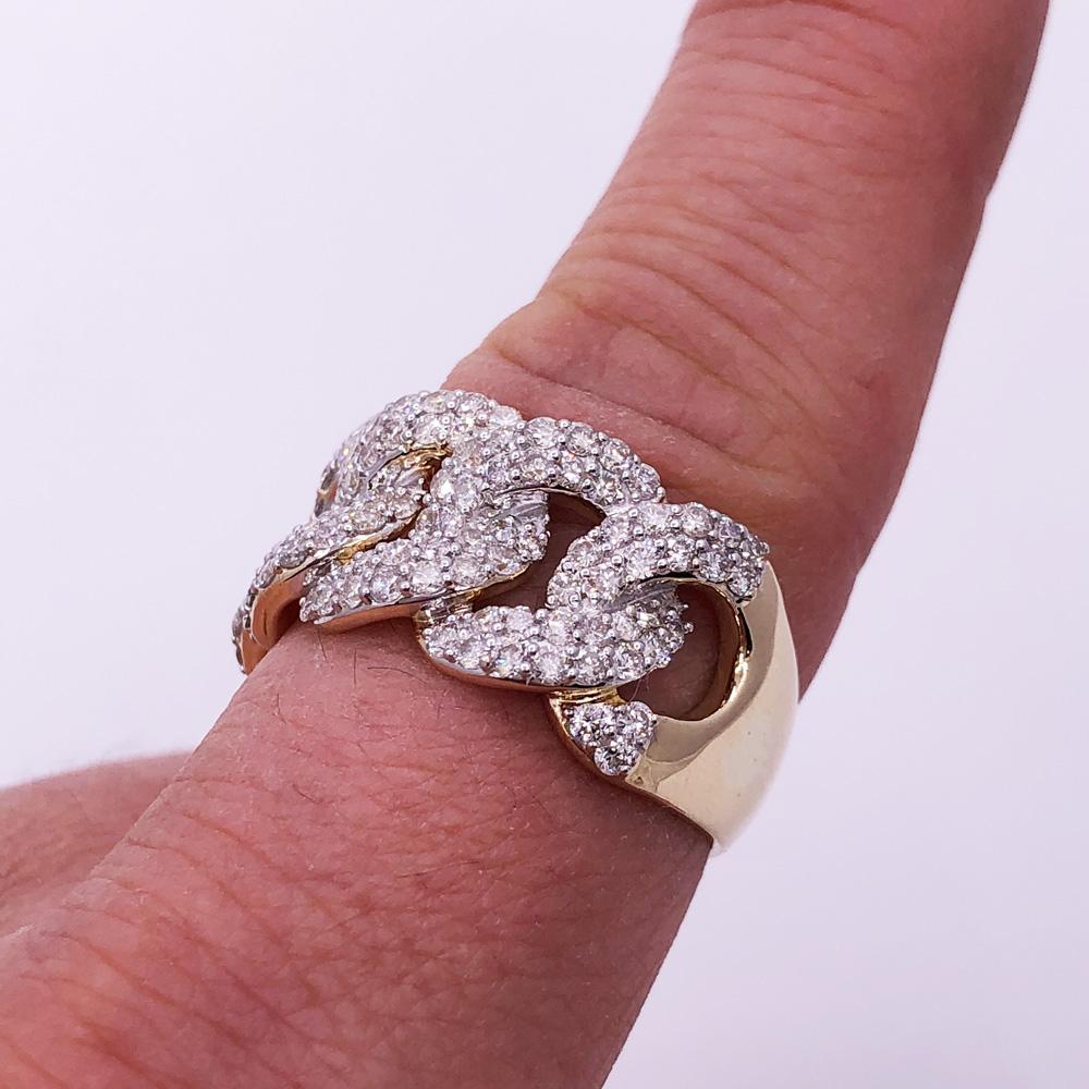 Big Cuban Link Diamond Ring 1.77cttw 10K Yellow Gold HipHopBling