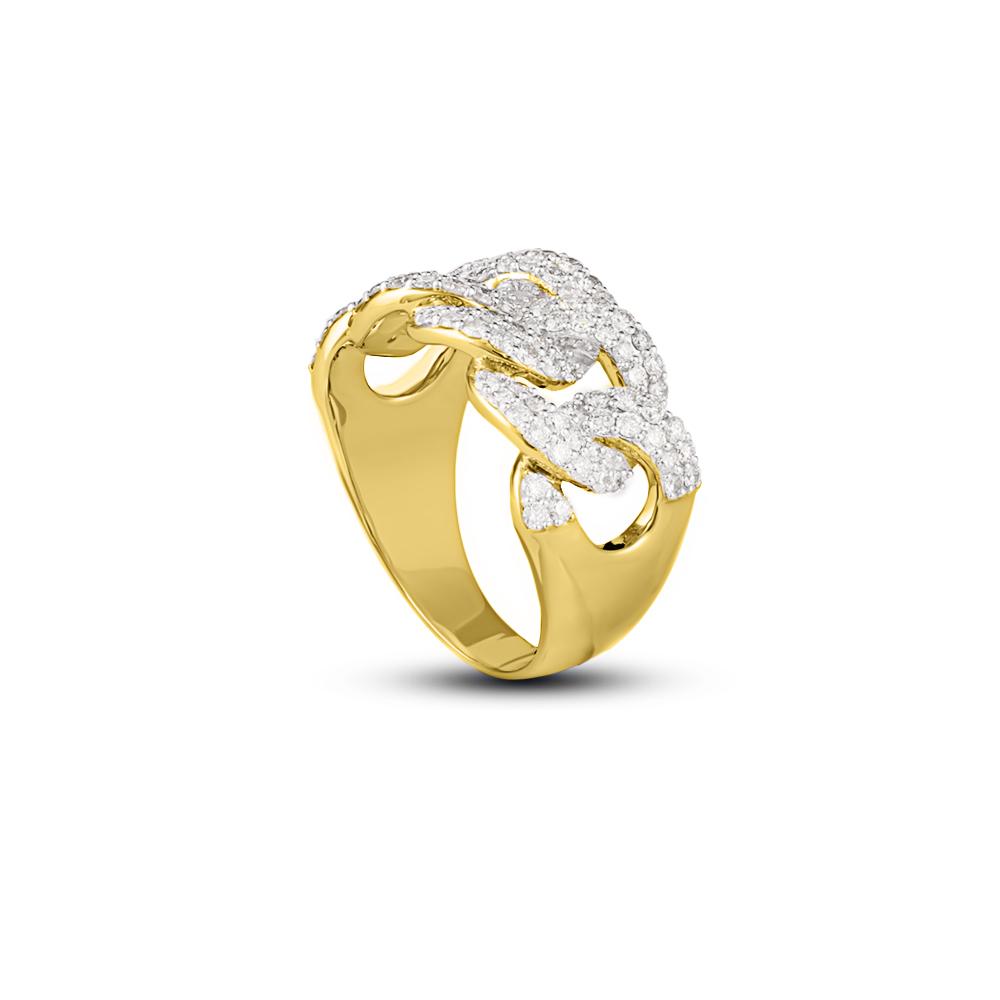 Big Cuban Link Diamond Ring 1.77cttw 10K Yellow Gold HipHopBling