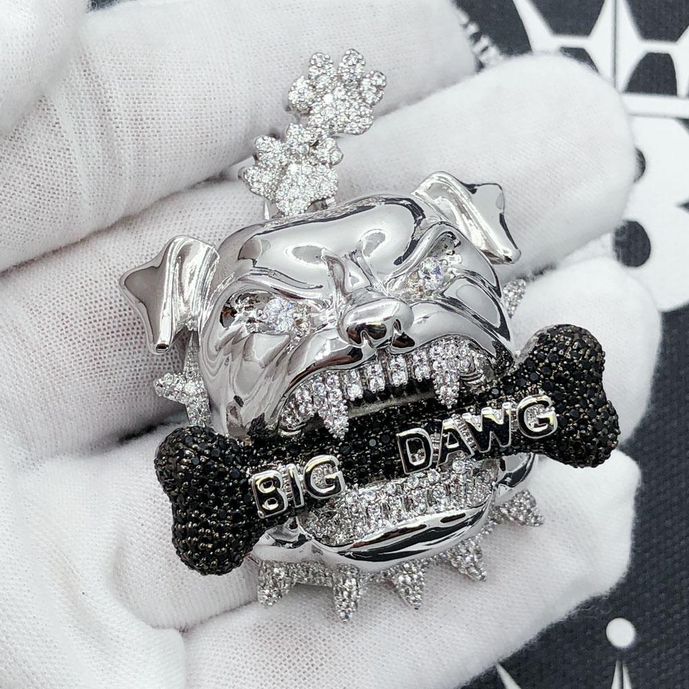 Big Dawg Bulldog VVS CZ Hip Hop Bling Iced Out Pendant Yellow Gold HipHopBling