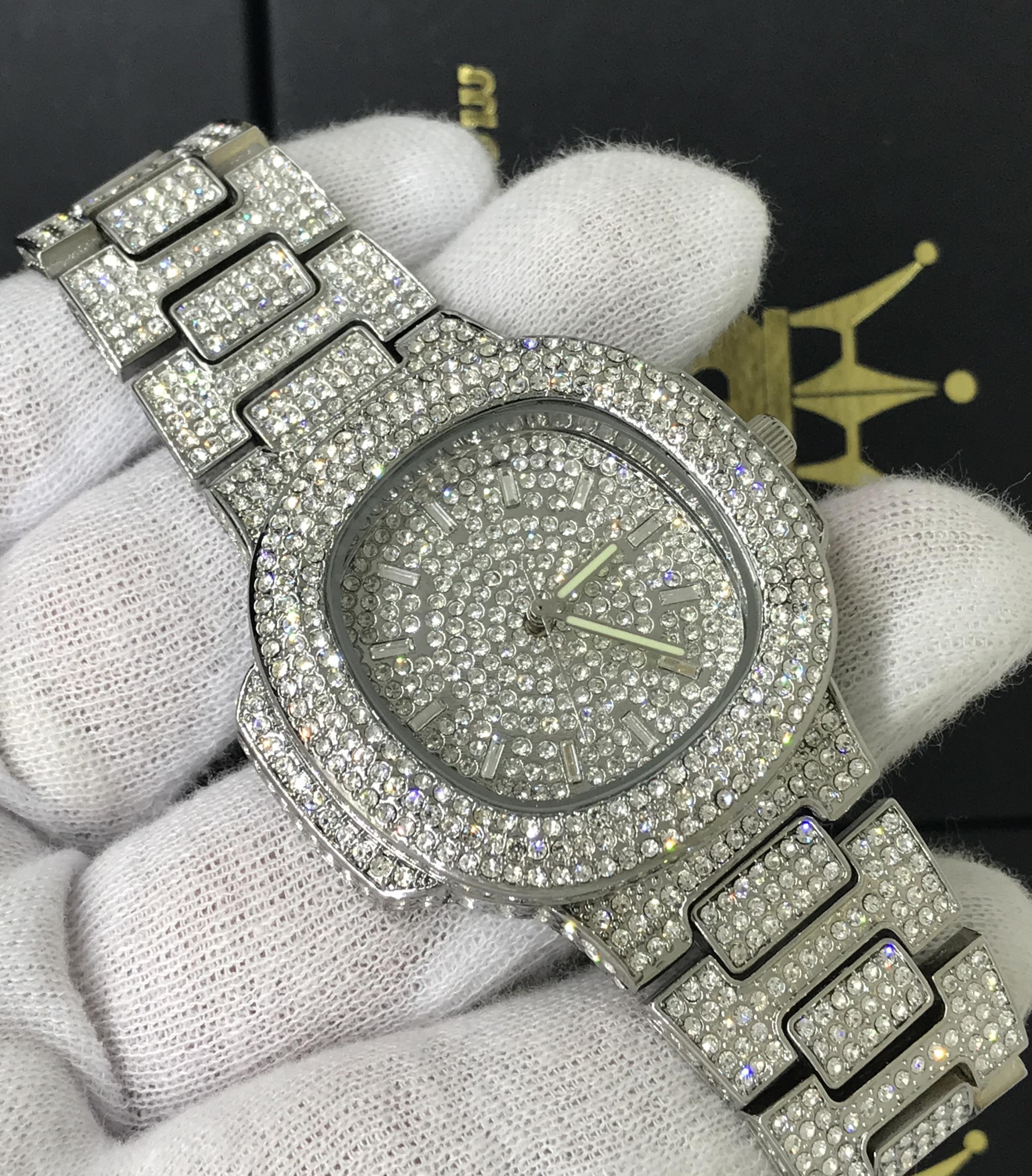 Big Face 44MM Bling Bling Blizzard Watch White Gold HipHopBling