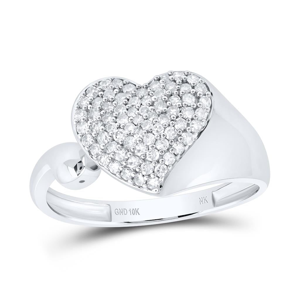 Big Heart Fancy Diamond Ring 10K Gold 10K White Gold HipHopBling