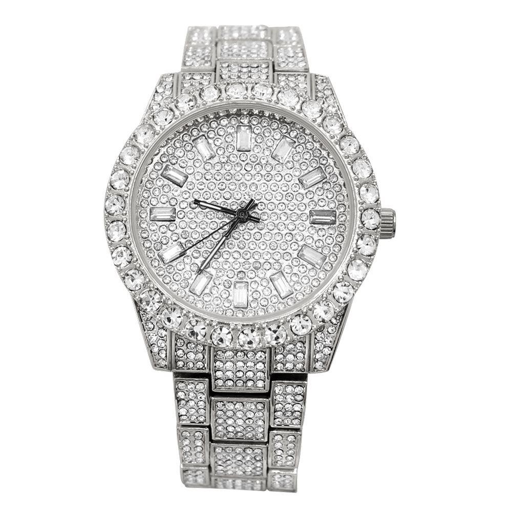 Big Rocks Oyster Iced Out Bling Hip Hop Watch White Gold HipHopBling