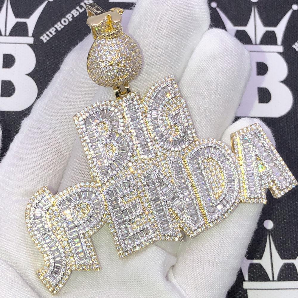 Big Spenda Baguette Bling CZ Iced Out Pendant Yellow Gold HipHopBling
