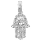 Big Stone Mini Hamsa 2.10 Carat VVS Moissanite Pendant .925 Sterling Silver HipHopBling