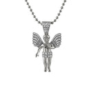 Big Wings Rhodium Mini Angel Pendant HipHopBling