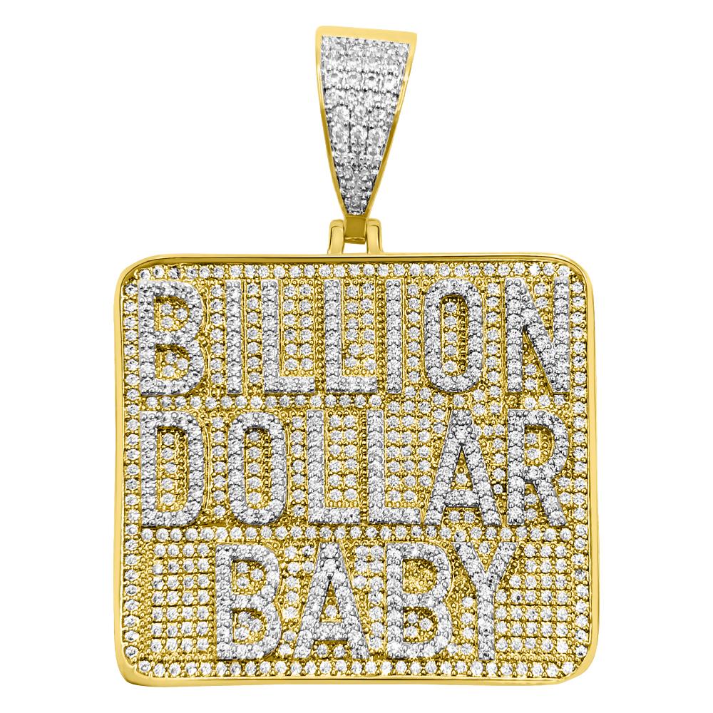 Billion Dollar Baby VVS CZ Hip Hop Iced Out Pendant Yellow Gold HipHopBling