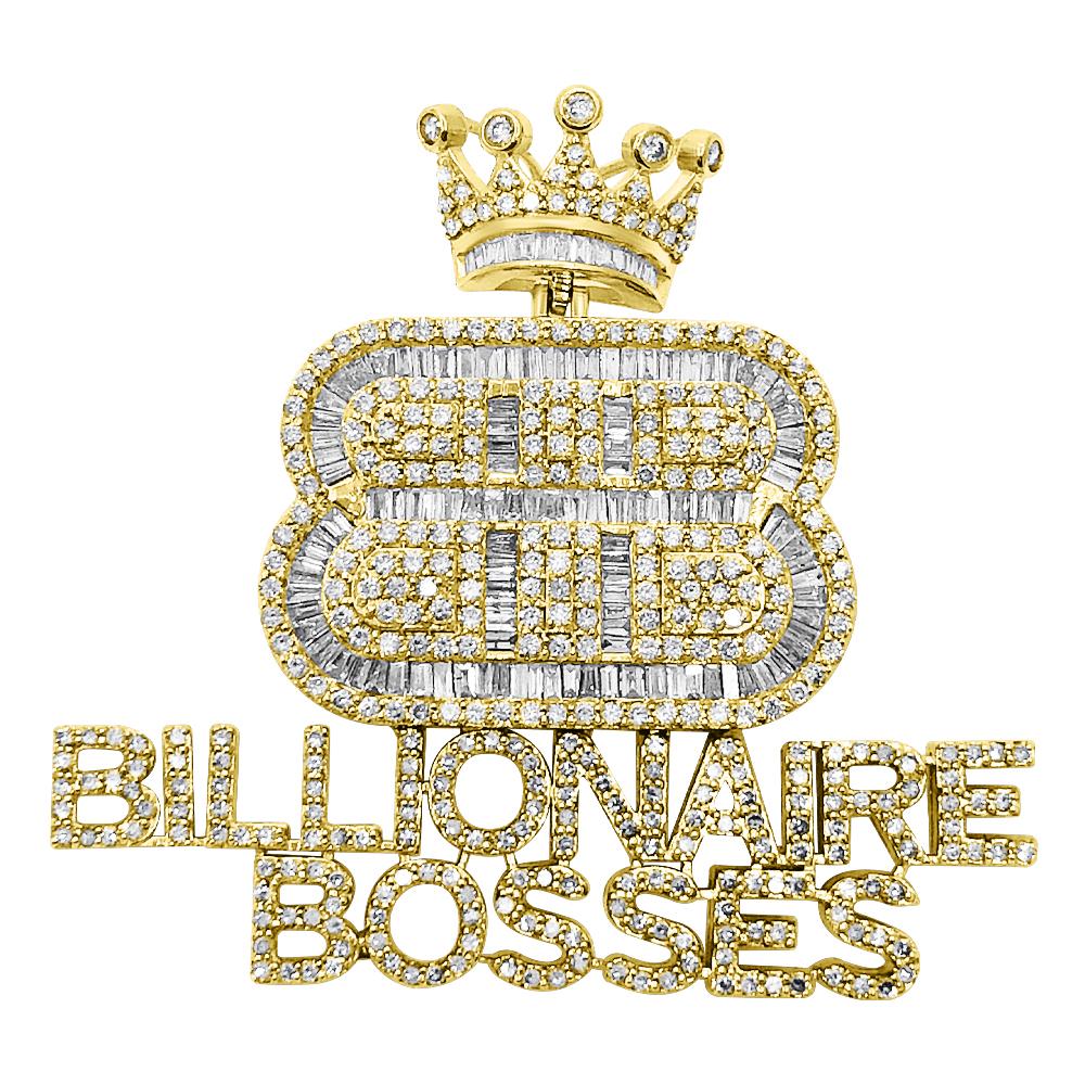 Billionaire Bosses Baguette Diamond Pendant 5.35cttw 10K Yellow Gold HipHopBling