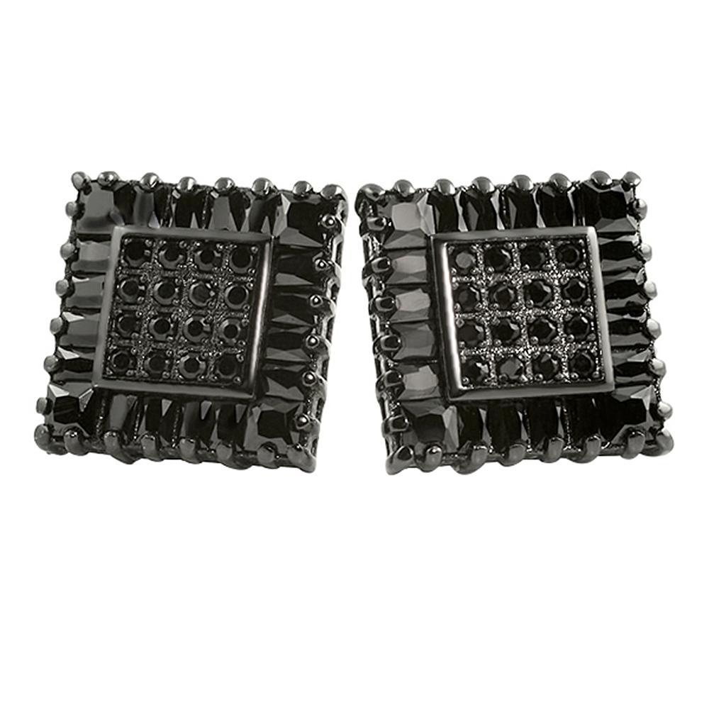 Black Baguette & Princess CZ Bling Bling Earrings HipHopBling