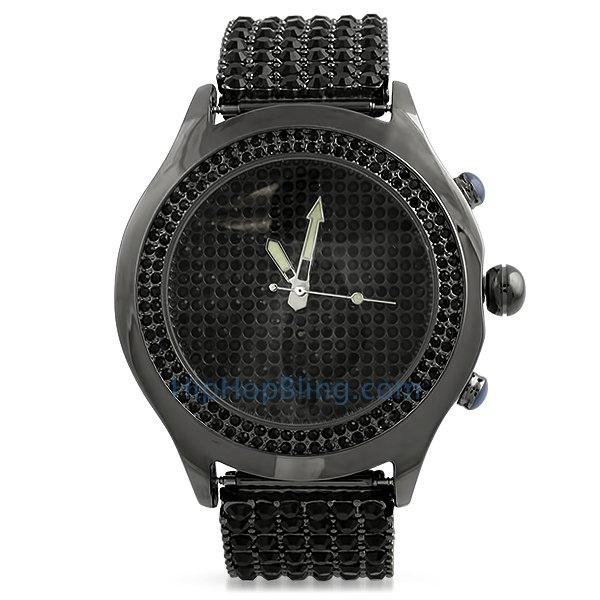 Black Blizzard Bling Bling Watch & 6 Row Band HipHopBling