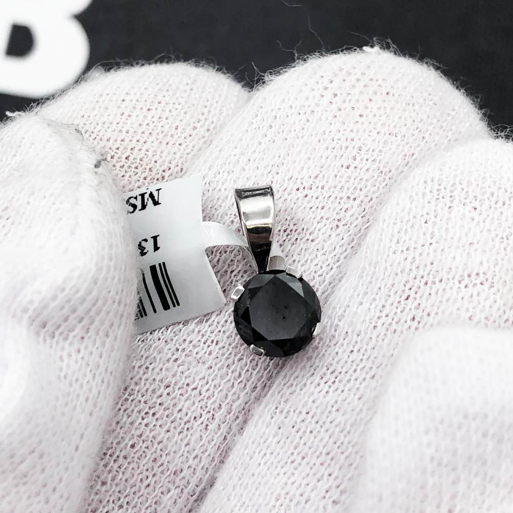 Black Diamond Stud 1.06cttw Pendant .925 Silver HipHopBling