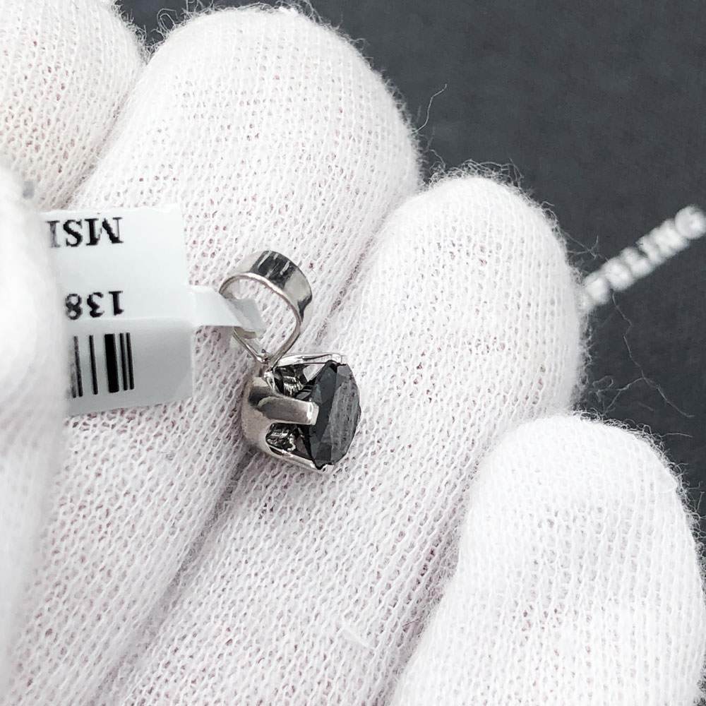 Black Diamond Stud 1.06cttw Pendant .925 Silver HipHopBling