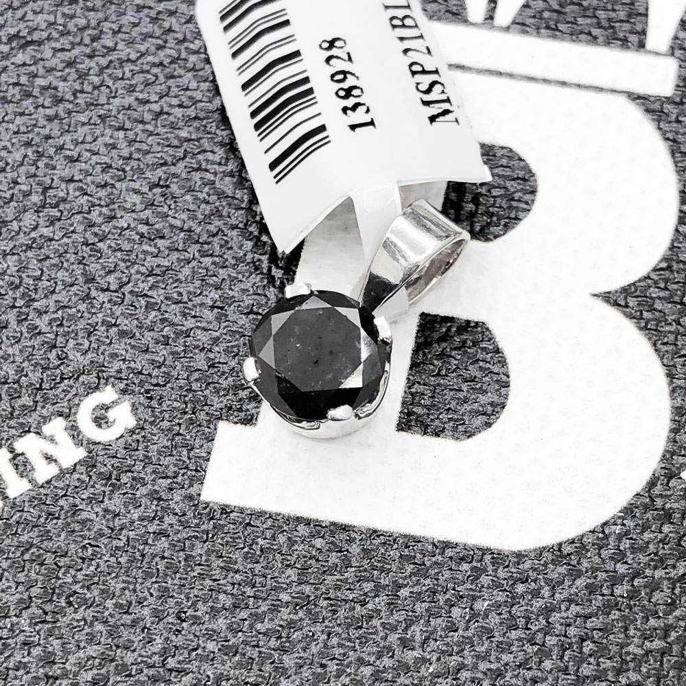 Black Diamond Stud 1.06cttw Pendant .925 Silver HipHopBling