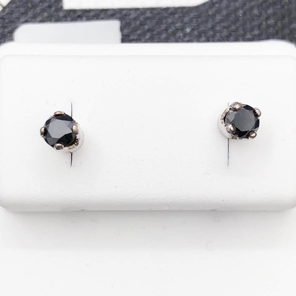 Black Diamond Stud .44cttw Earrings .925 Silver HipHopBling