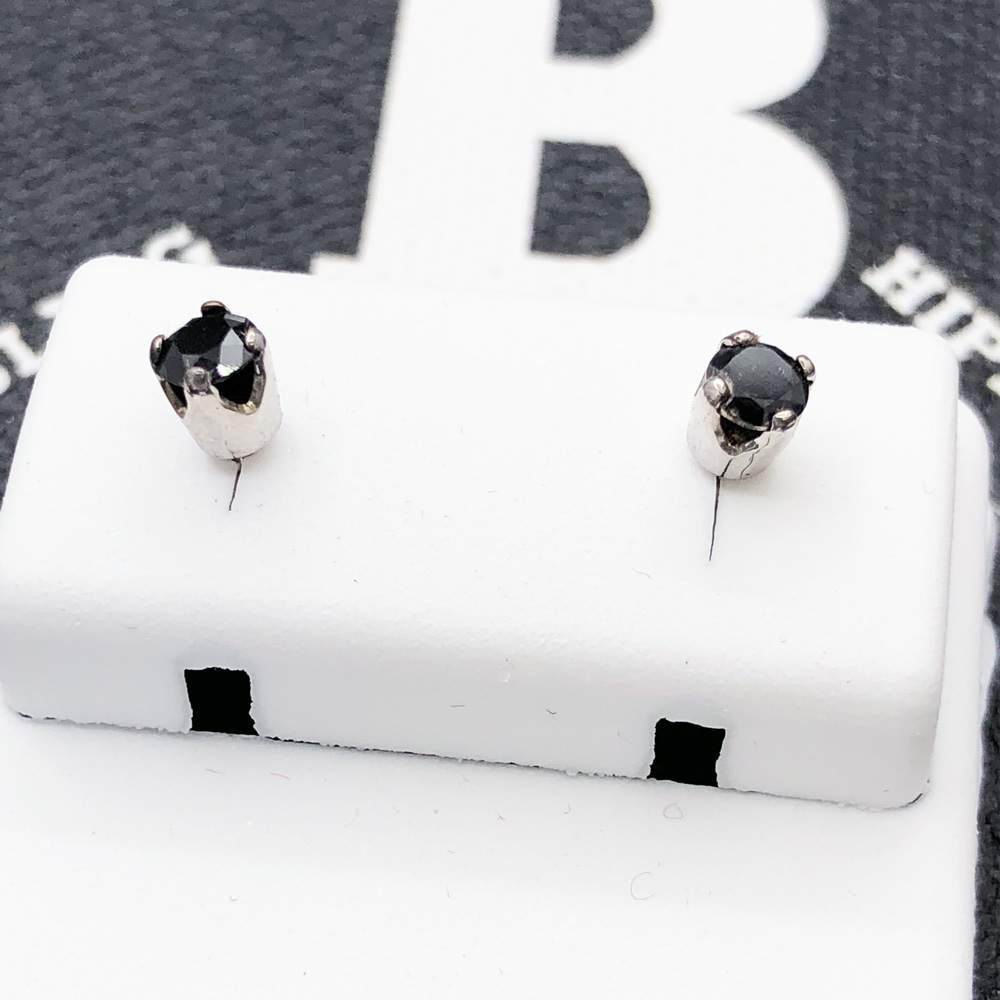 Black Diamond Stud .44cttw Earrings .925 Silver HipHopBling