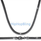 Black Foxtail Franco 4mm Necklace 36 Inches 36" HipHopBling
