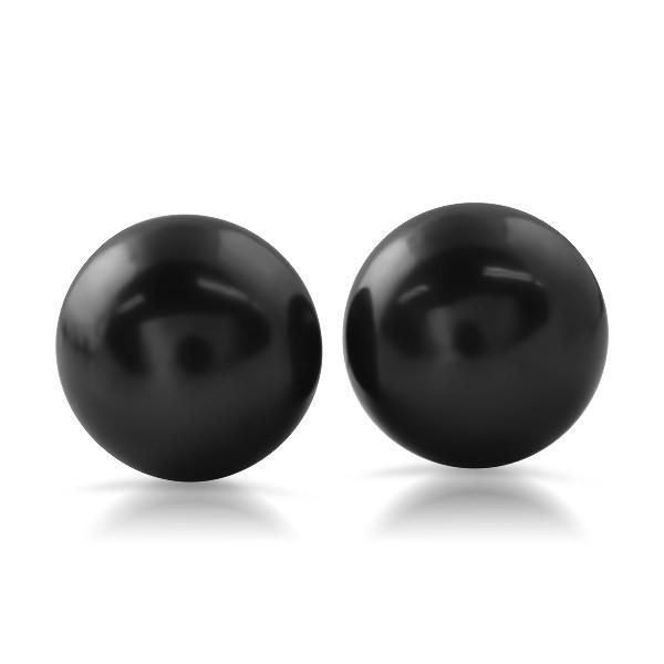 Black Freshwater Pearl .925 Sterling Silver Stud Earrings 5MM HipHopBling