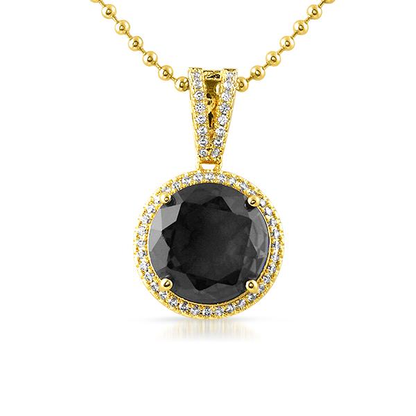 Black Lab Diamond Round Halo Gem Bling Pendant HipHopBling
